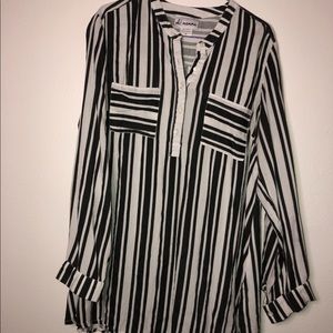striped 3/4 length sleeve top